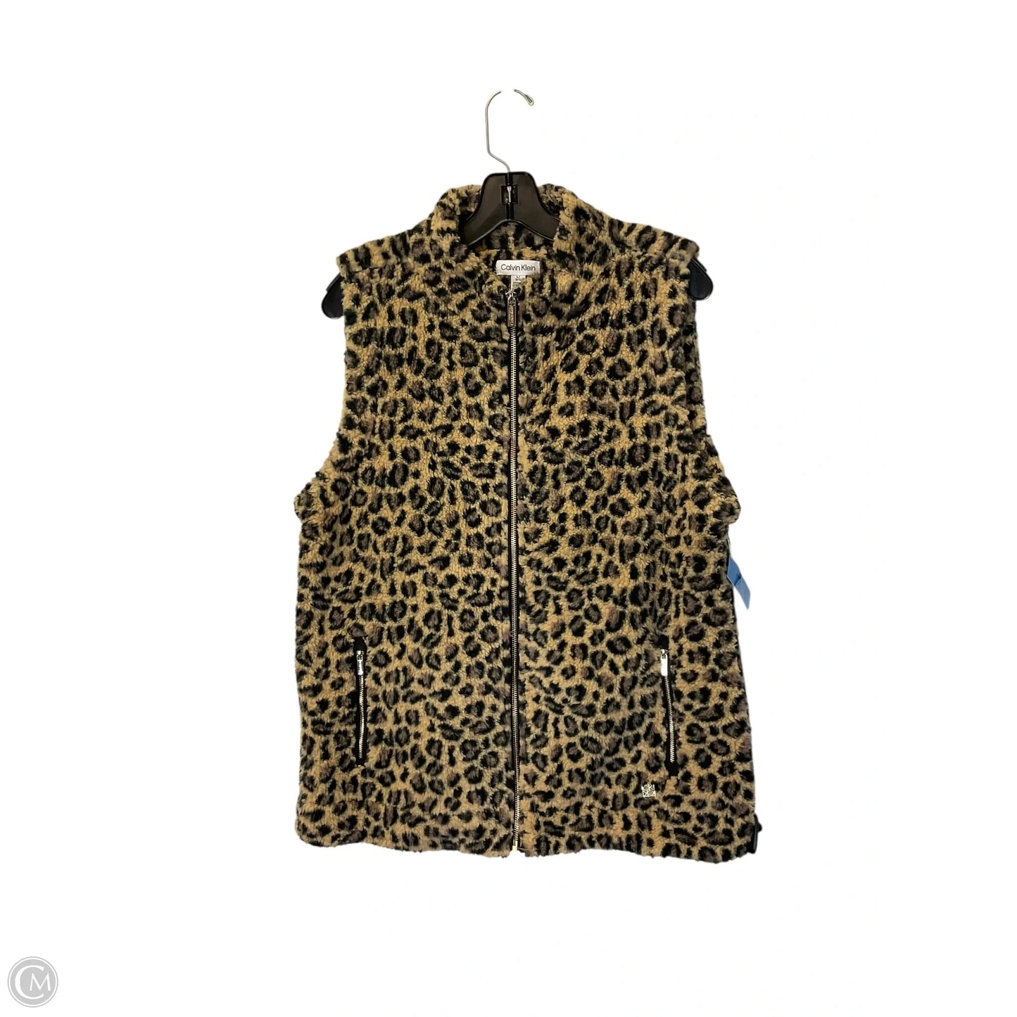 Vest Faux Fur & Sherpa By Calvin Klein In Animal Print, Size: L