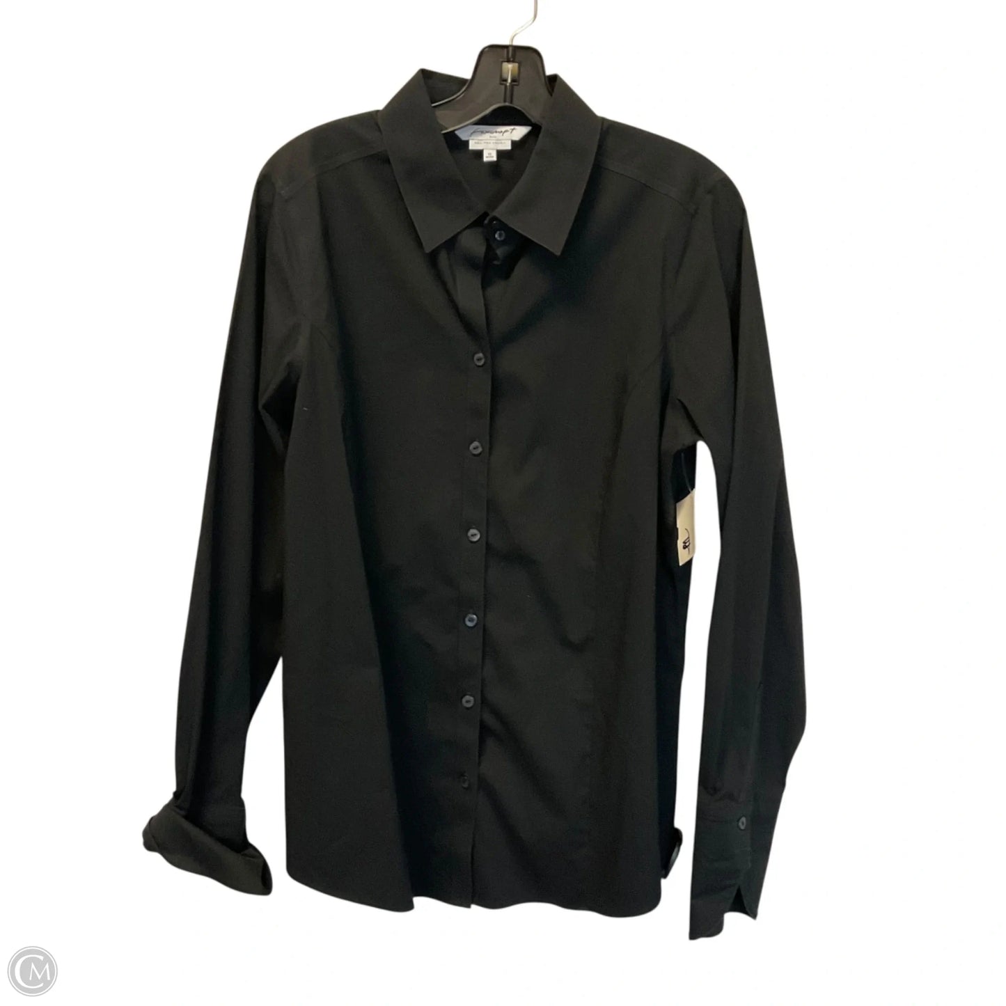 Top Long Sleeve By Foxcroft In Black, Size: L