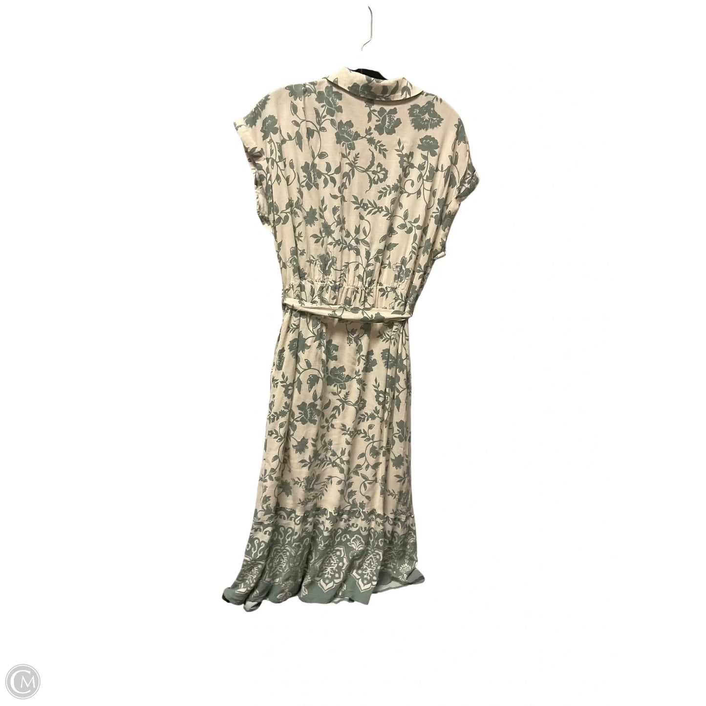 Dress Casual Midi By Lucky Brand In Cream & Green, Size: Xl