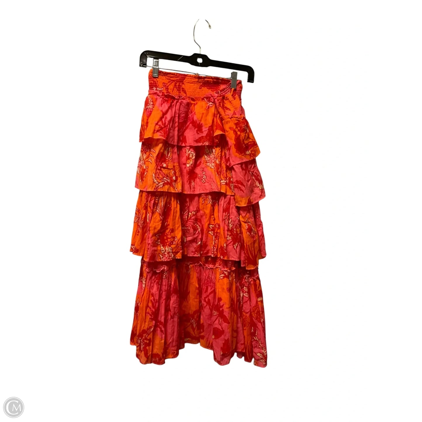Skirt Midi By Free People In Orange & Pink, Size: L
