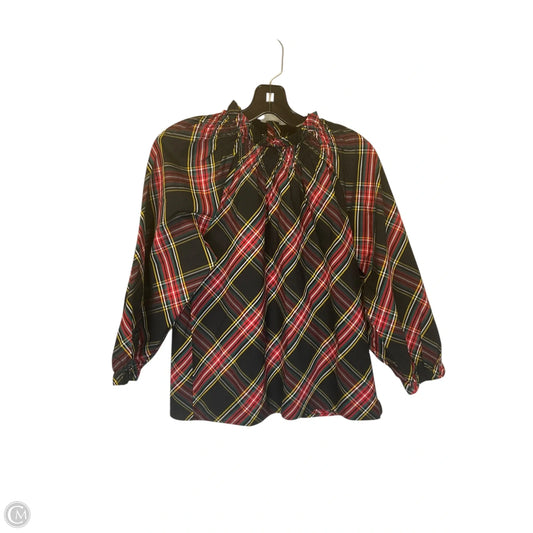 Top Long Sleeve By J. Crew In Plaid Pattern, Size: Xs