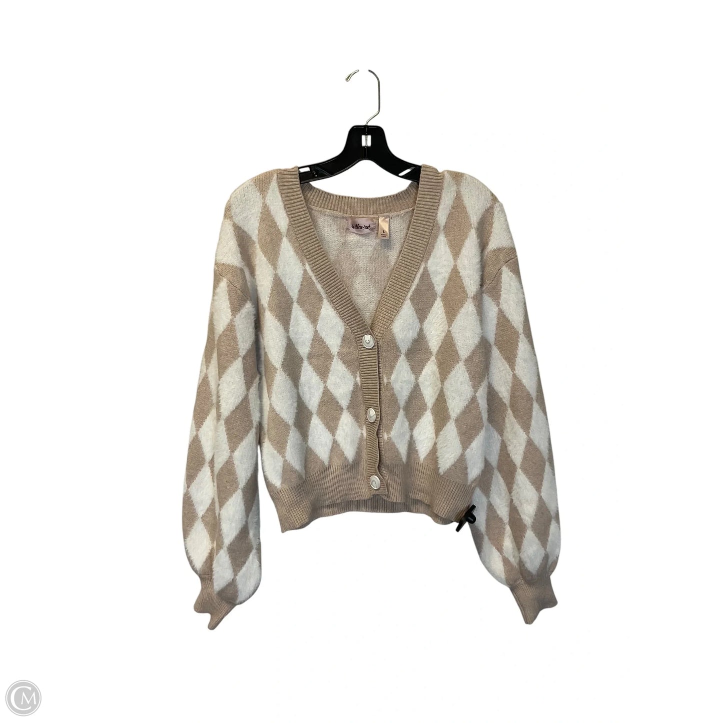 Sweater Cardigan By Willow & Root In Beige, Size: L