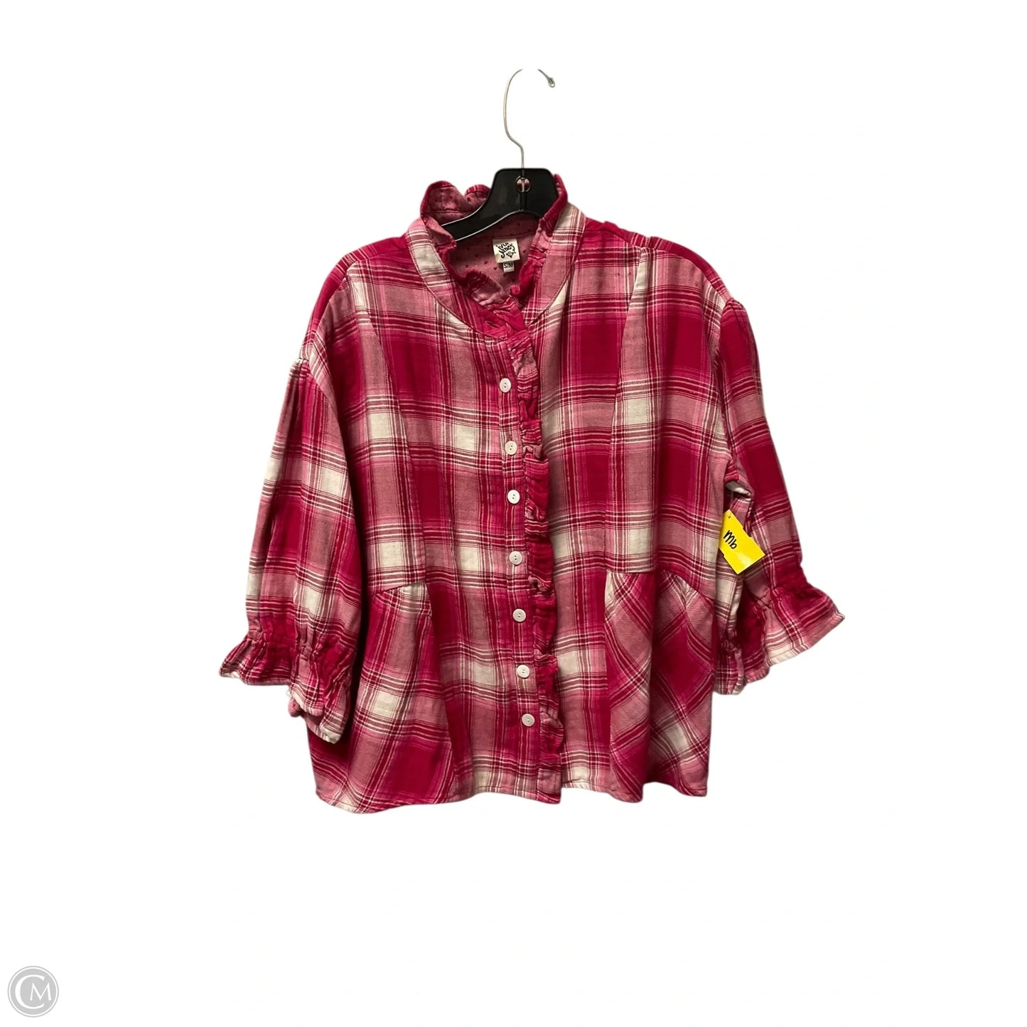 Top Long Sleeve By Ivy Jane In Plaid Pattern, Size: M