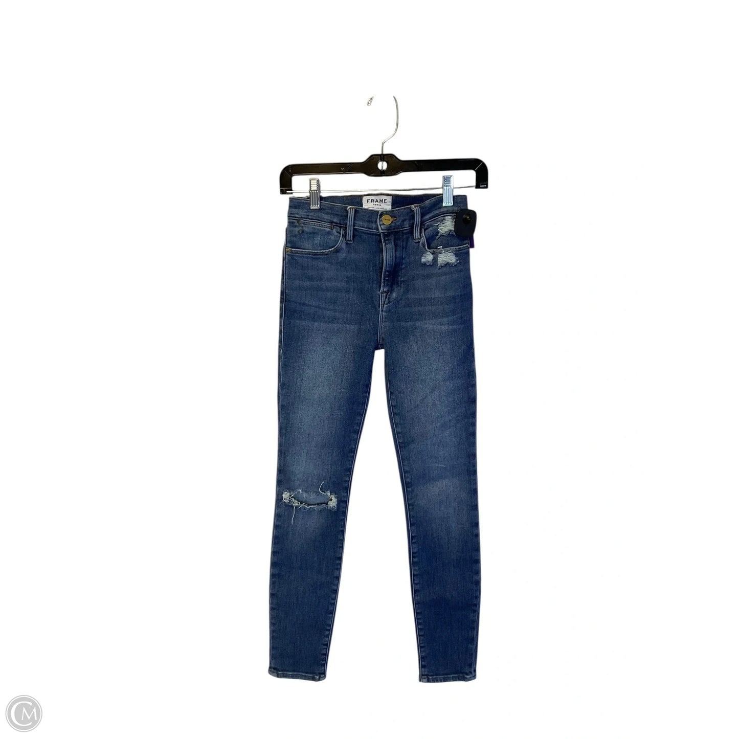 Jeans Skinny By Frame In Blue Denim, Size: 0