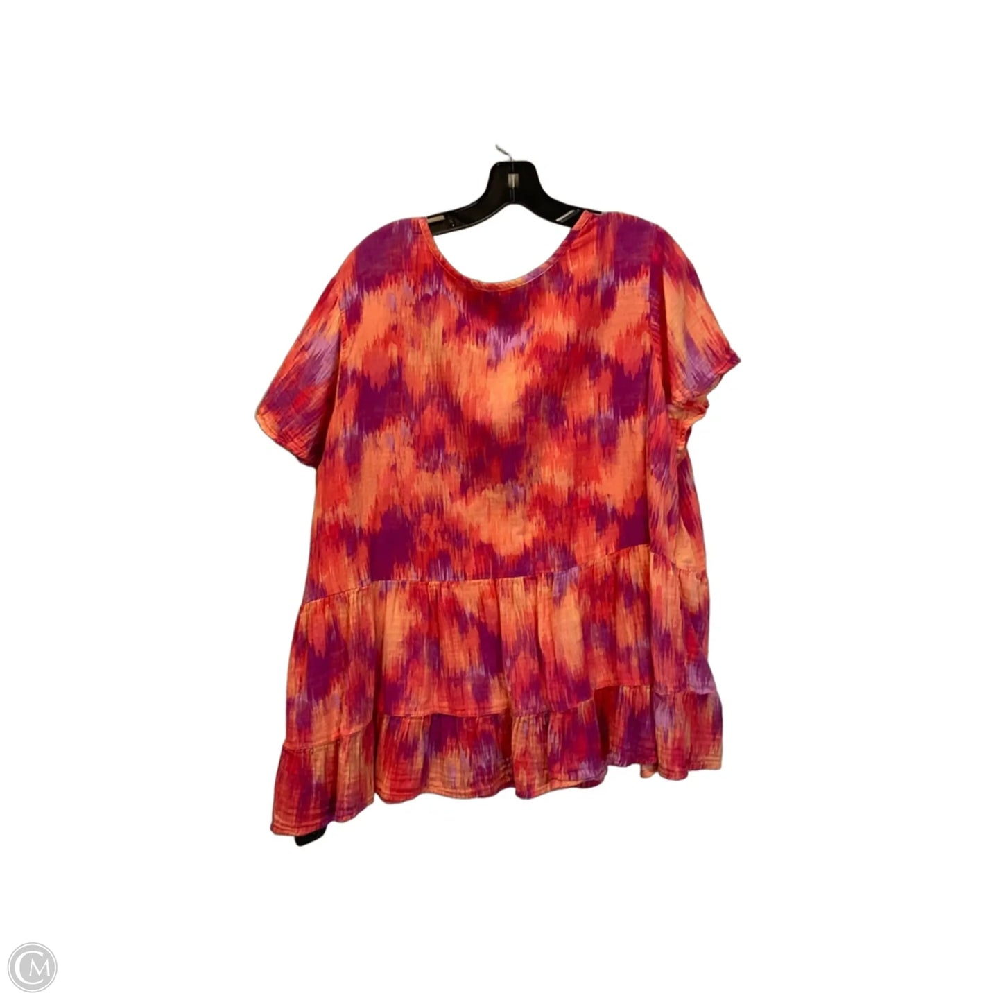 Top Short Sleeve By Terra & Sky In Orange & Purple, Size: 2x