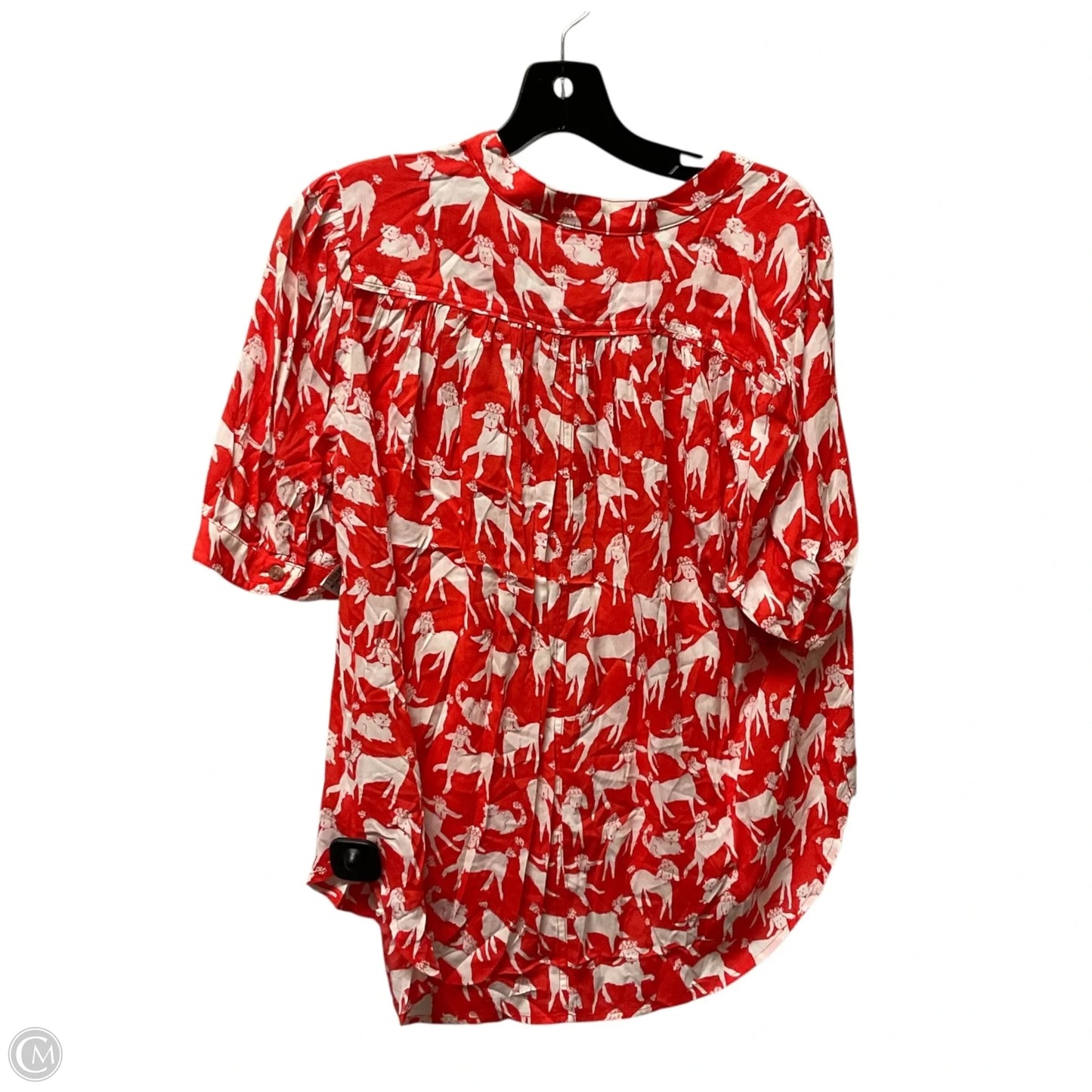 Top Short Sleeve By Anthropologie In Red, Size: S
