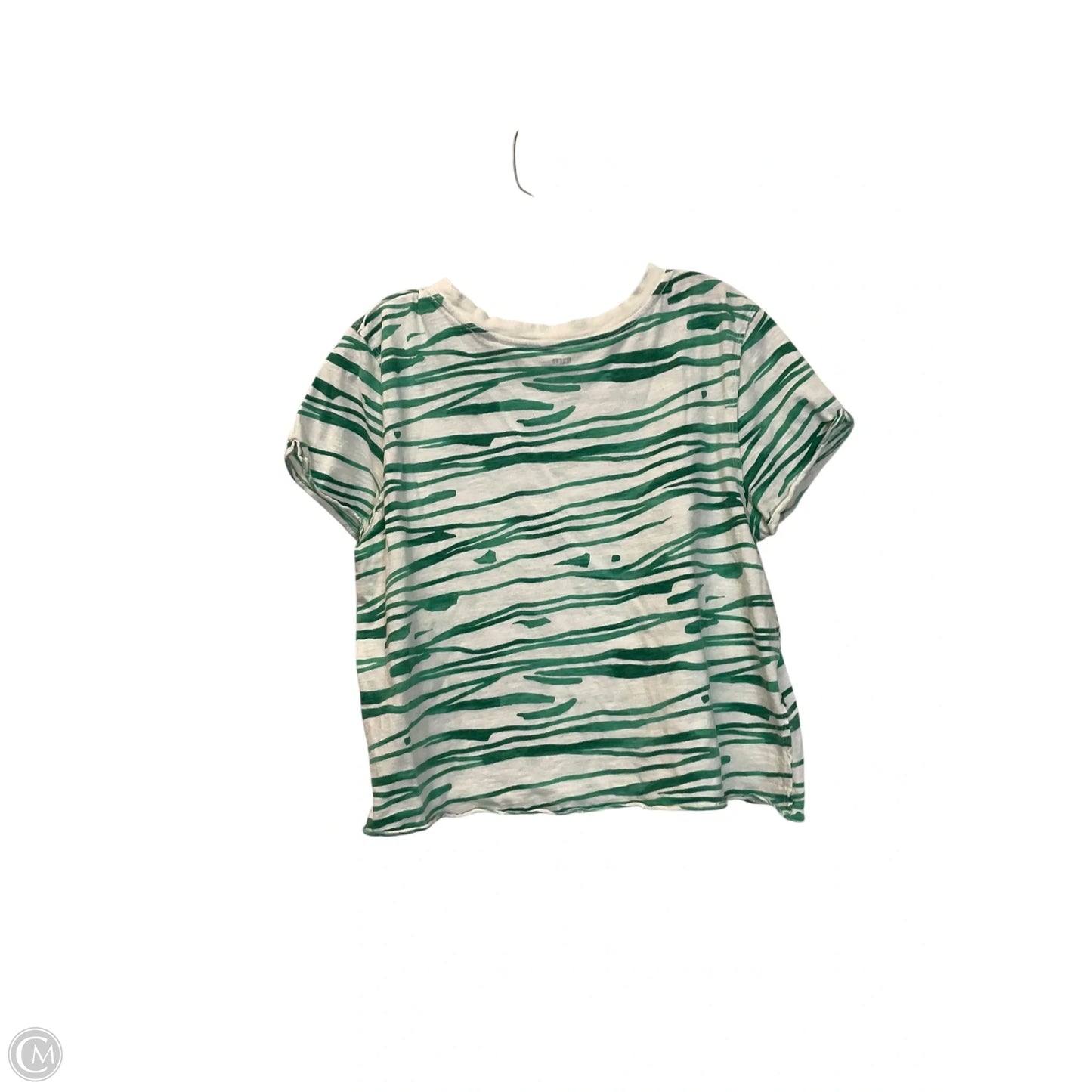 Top Short Sleeve By Maeve In Green & White, Size: M