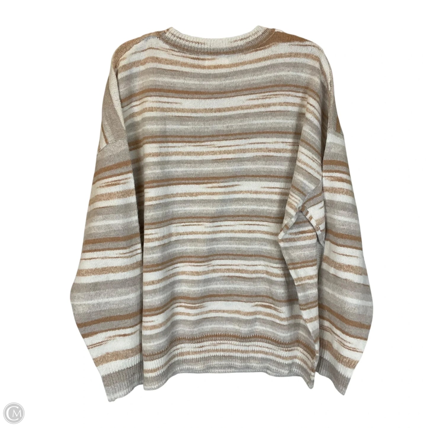 Sweater By Andree By Unit In Tan & White, Size: 2x