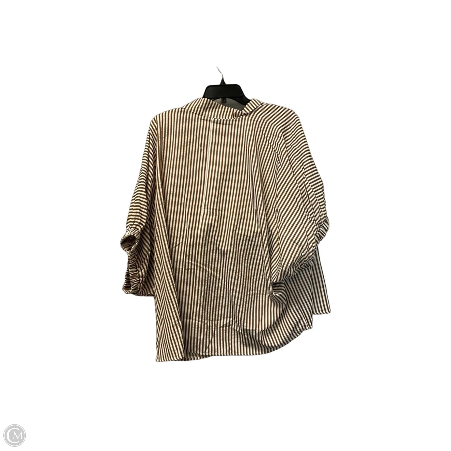 Top Short Sleeve By Entro In Brown & Cream, Size: 2x