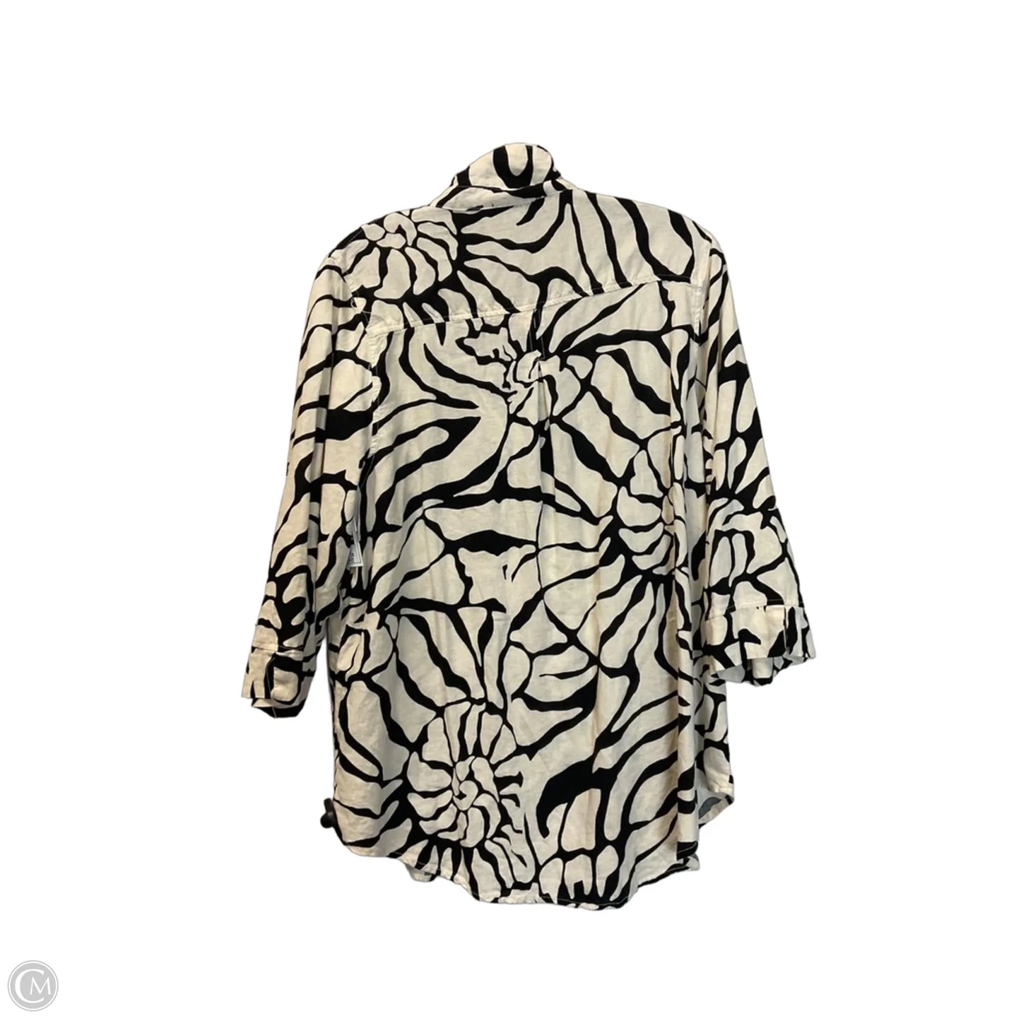 Top 3/4 Sleeve By Rachel Zoe In Black & Cream, Size: 1x