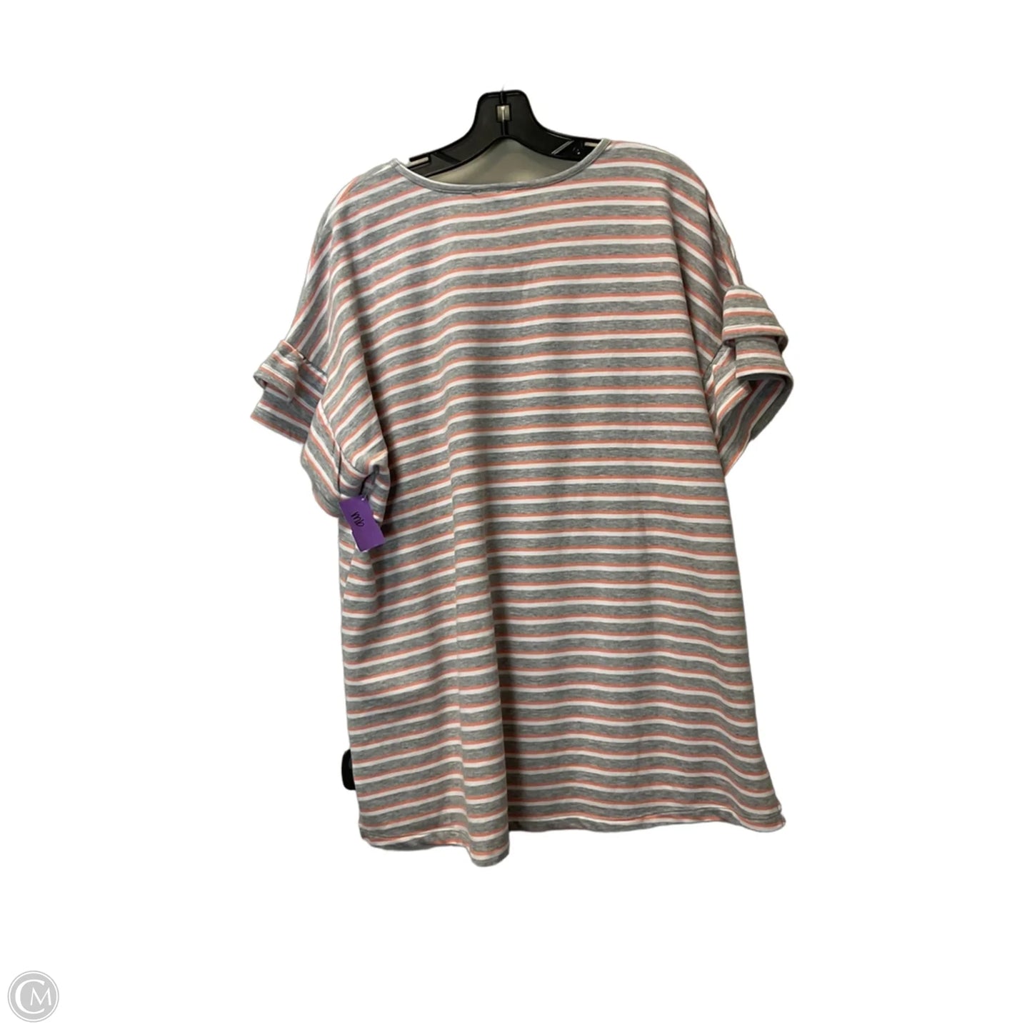 Top Short Sleeve By Cato In Striped Pattern, Size: 18