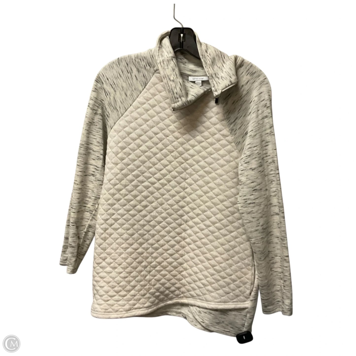 Top Long Sleeve By Chicos In Cream & Grey, Size: S