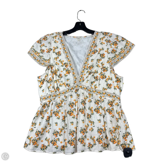 Top Short Sleeve By Max Studio In Green & Orange, Size: Xl