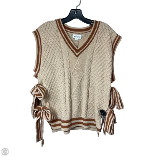 Vest Sweater By &merci In Brown & Cream, Size: L
