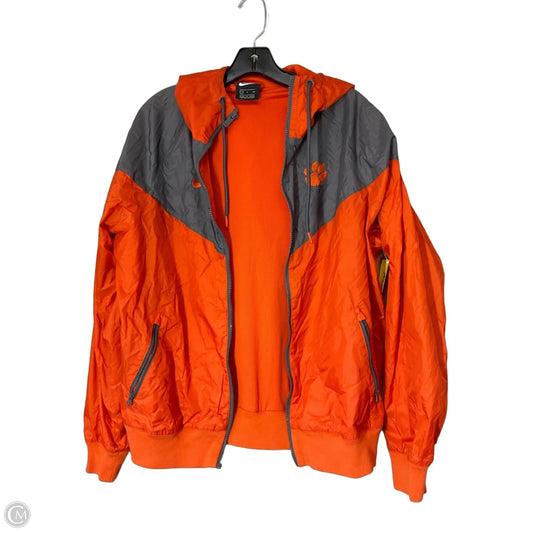 Coat Raincoat By Nike In Grey & Orange, Size: S