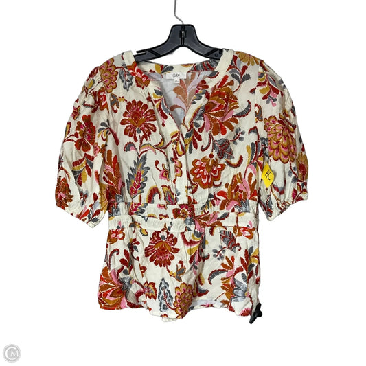 Top Short Sleeve By Oddi In Cream & Orange, Size: S