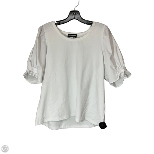 Top Short Sleeve Designer By Karl Lagerfeld In White, Size: L