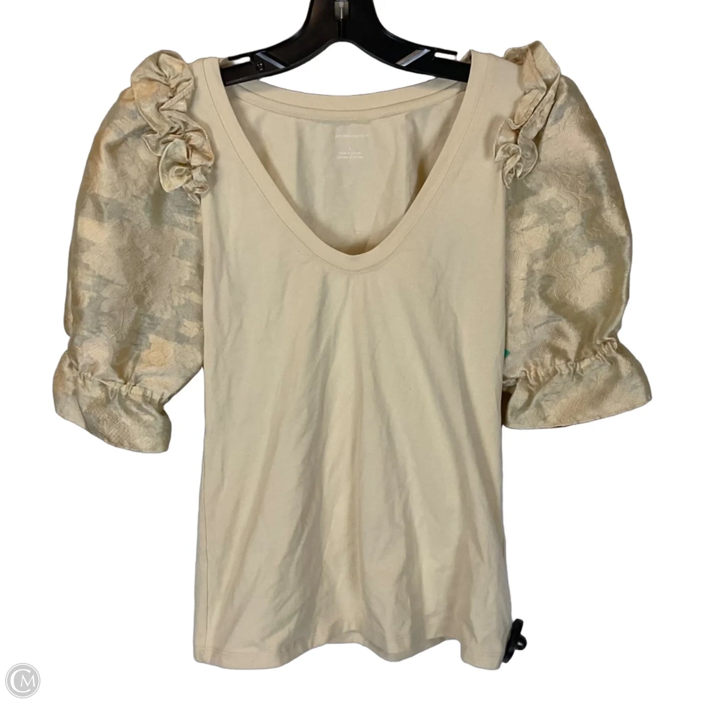 Top Short Sleeve By Anthropologie In Taupe, Size: S