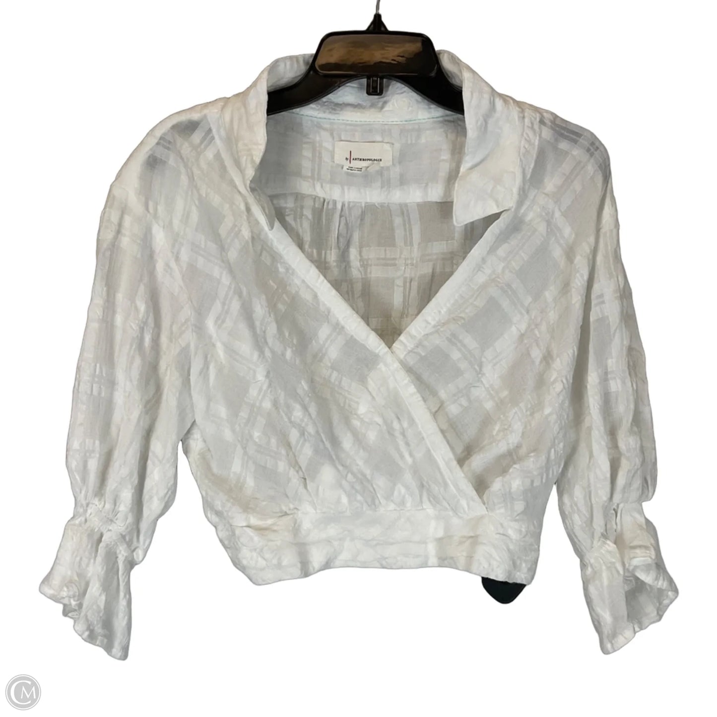 Top Short Sleeve By Anthropologie In White, Size: S