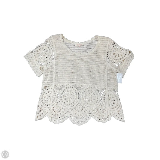 Top Short Sleeve By Solitaire In Cream, Size: M