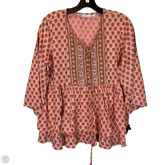Top Long Sleeve By Cmc In Pink, Size: L