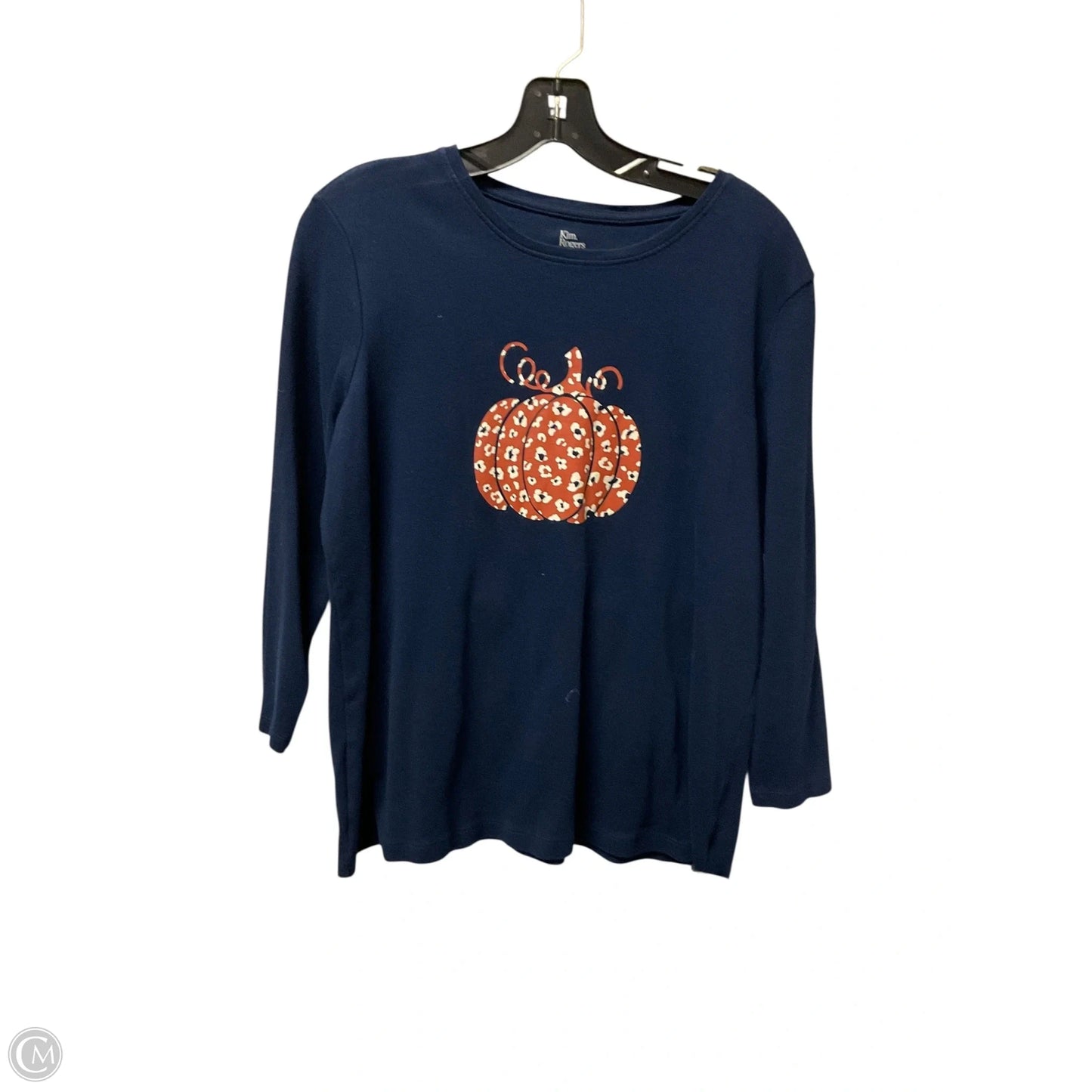 Top Long Sleeve By Kim Rogers In Blue, Size: L