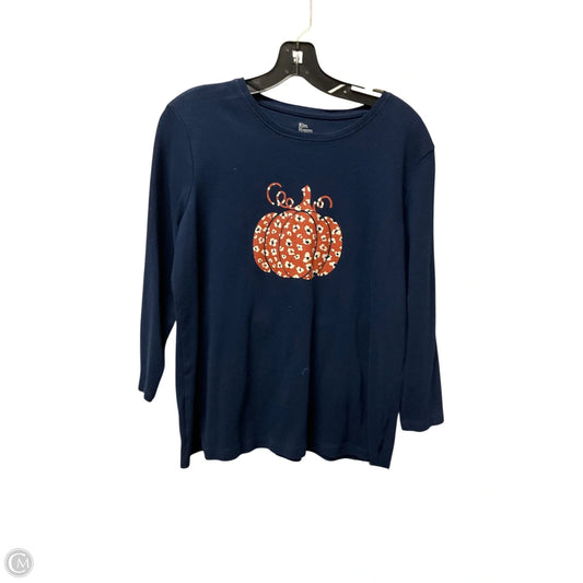 Top Long Sleeve By Kim Rogers In Blue, Size: L