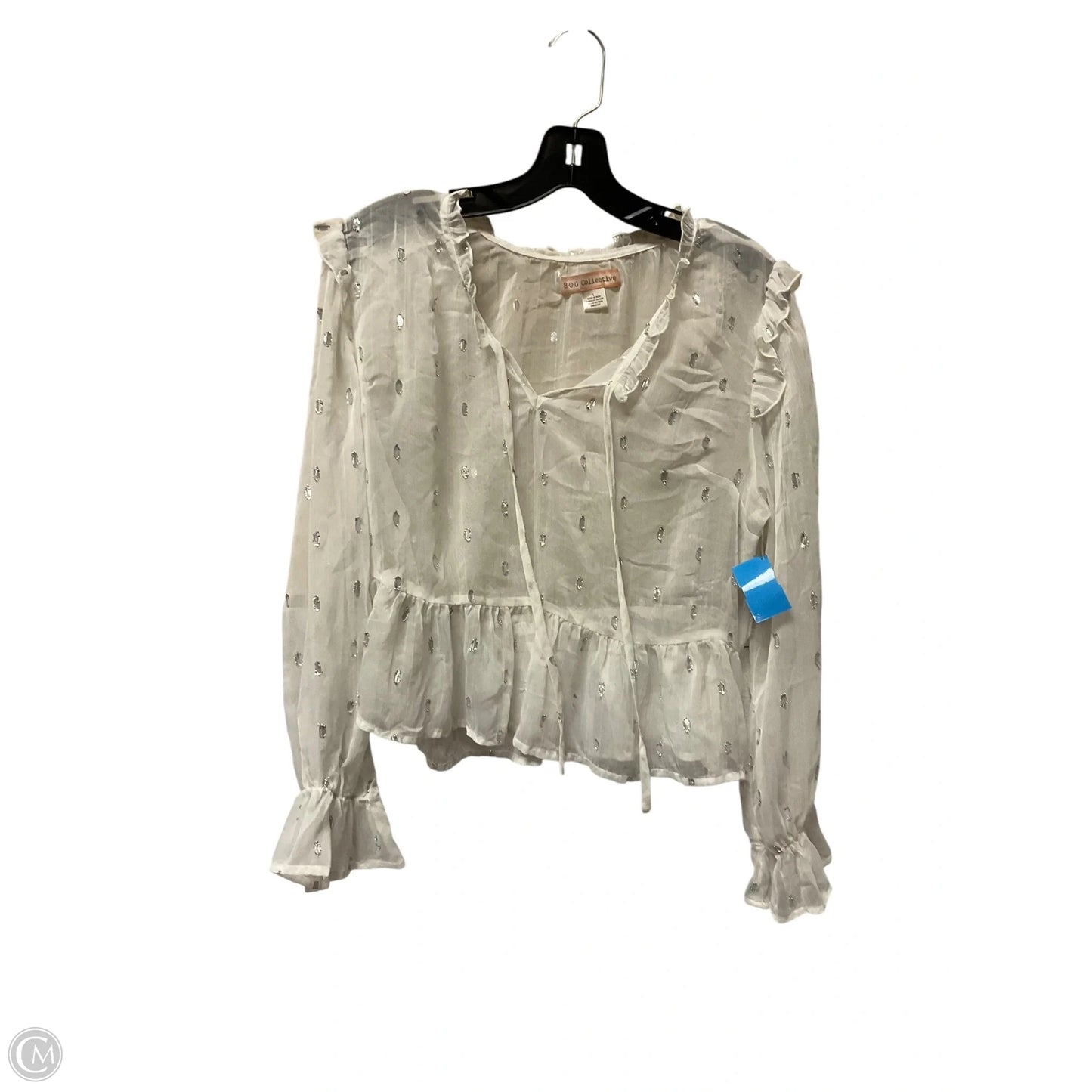 Top Long Sleeve By Clothes Mentor In White, Size: L