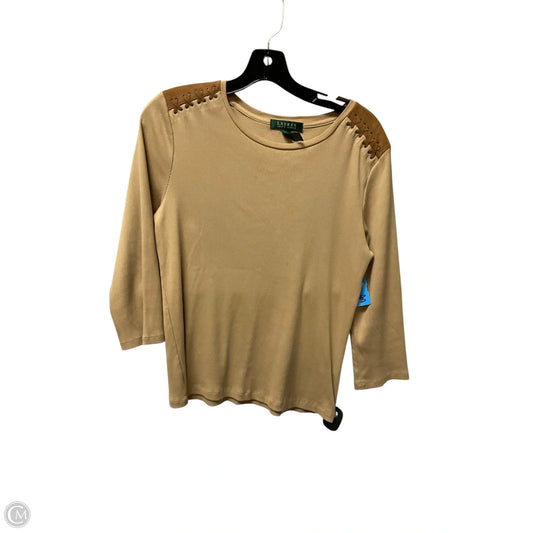 Top Long Sleeve By Lauren By Ralph Lauren In Tan, Size: L