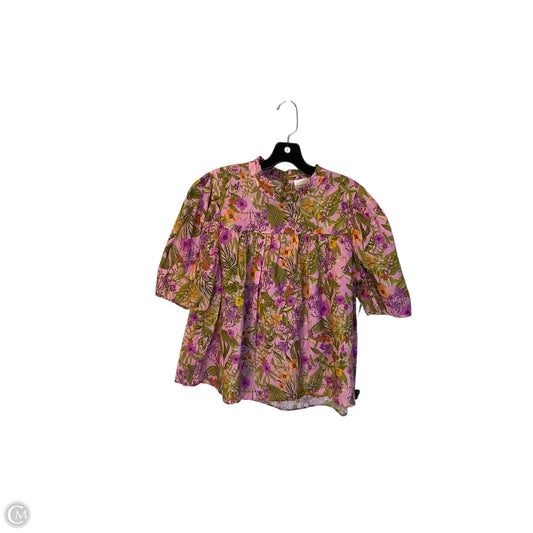 Top Short Sleeve By Clothes Mentor In Floral Print, Size: L