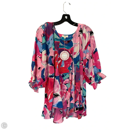 Top 3/4 Sleeve By Umgee In Multi-colored, Size: L