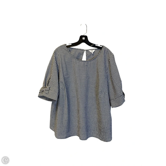 Top Short Sleeve By Crown And Ivy In Blue & White, Size: 3x