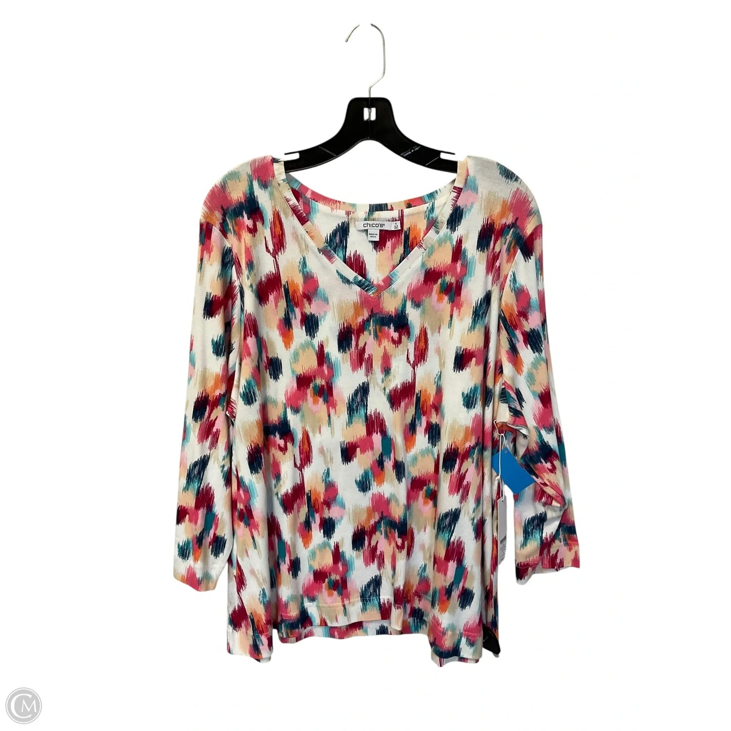 Top 3/4 Sleeve By Chicos In Multi-colored, Size: Xxl
