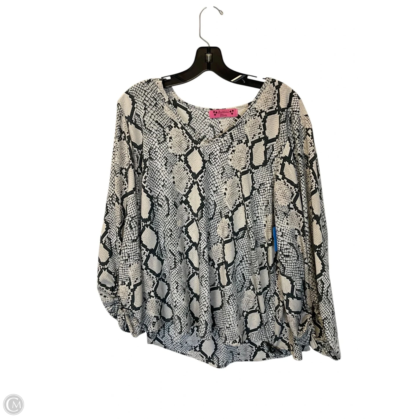 Top Long Sleeve By Almost Pink In Snakeskin Print, Size: L
