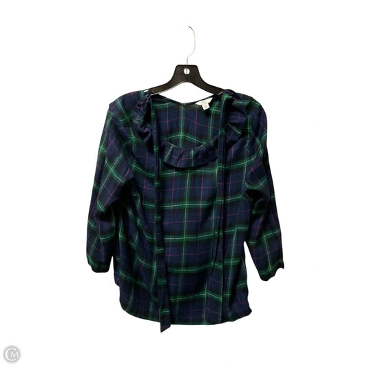 Top Long Sleeve By Crown And Ivy In Blue & Green, Size: L