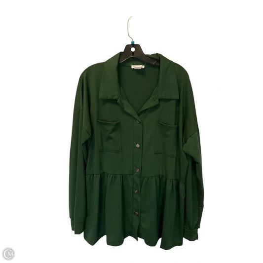 Top Long Sleeve By Chicsoul In Green, Size: 1x
