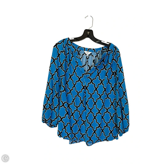 Top Long Sleeve By Crown And Ivy In Black & Blue, Size: 2x