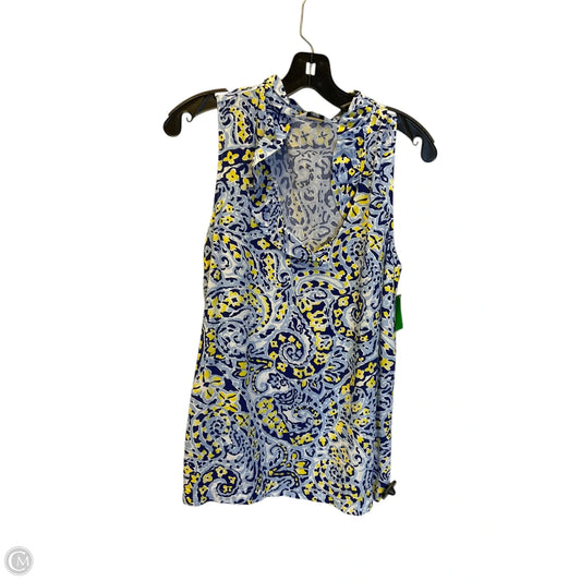 Top Sleeveless By Crown And Ivy In Blue & Yellow, Size: M
