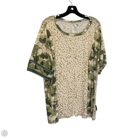Top Short Sleeve By Cato In Green & Tan, Size: 1x