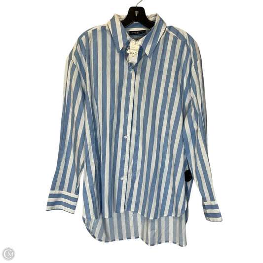 Top Long Sleeve By Lane Bryant In Blue & White, Size: Xl