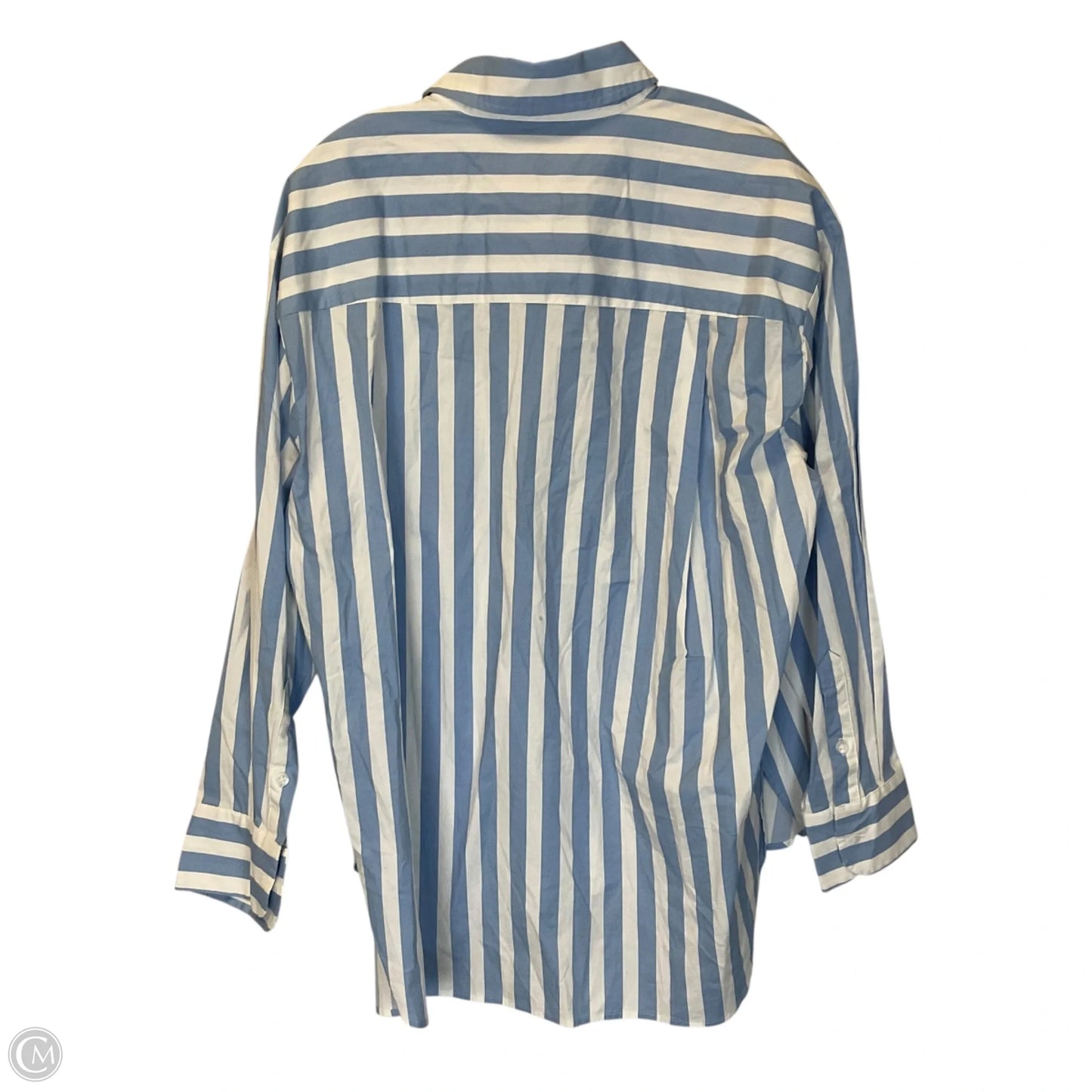 Top Long Sleeve By Lane Bryant In Blue & White, Size: Xl