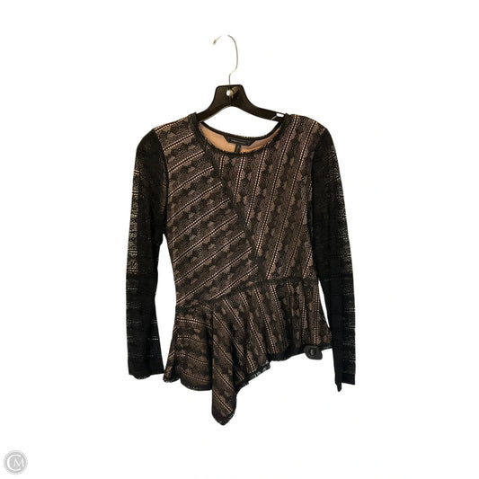 Top Long Sleeve By Bcbgmaxazria In Black & Tan, Size: S