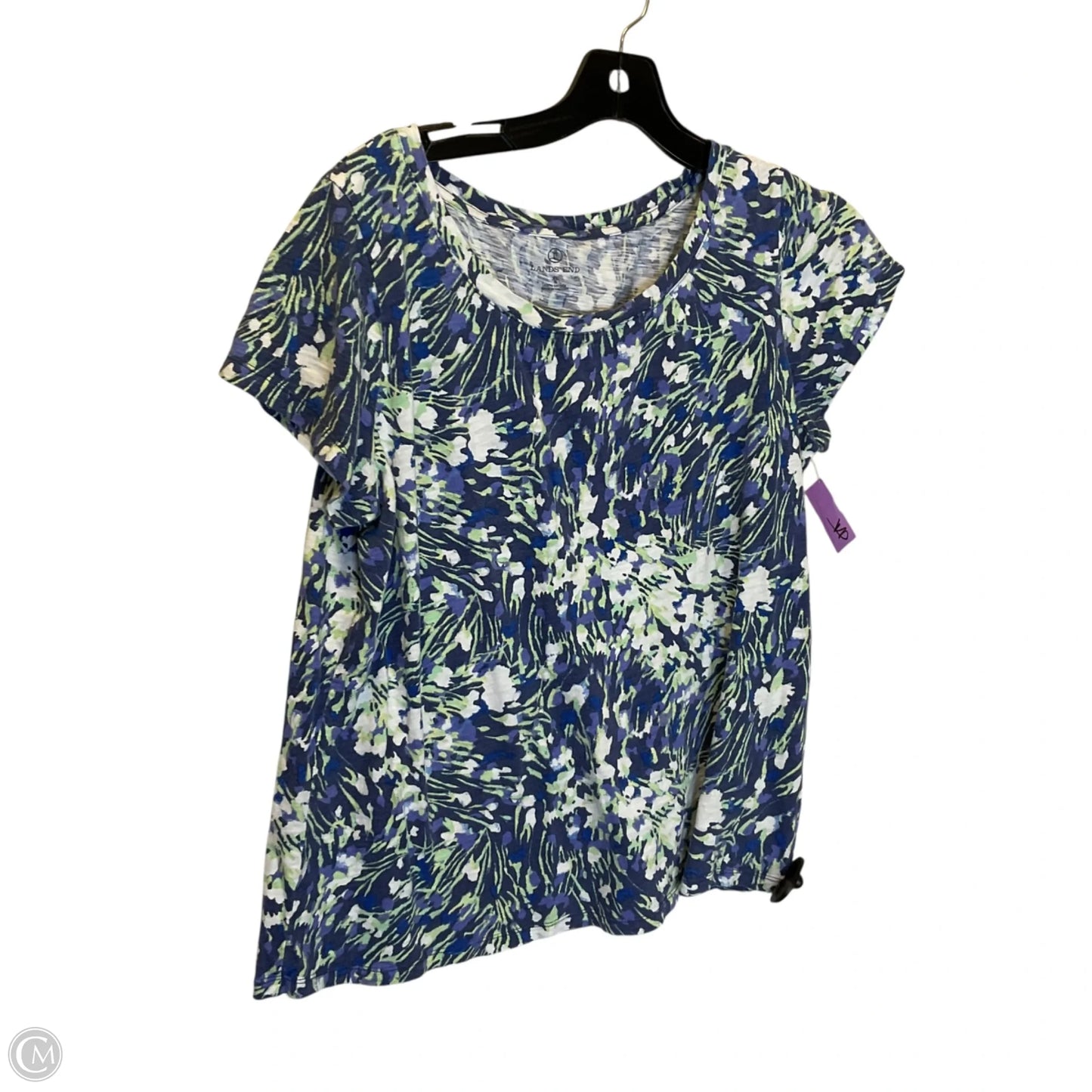 Top Short Sleeve By Lands End In Blue & Green, Size: Xl