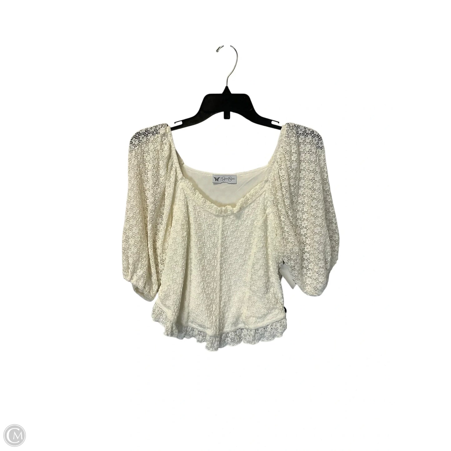 Top Short Sleeve By Jessica Simpson In Cream, Size: M