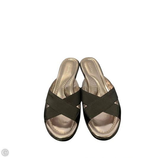 Sandals Heels Wedge By Calvin Klein In Black, Size: 8.5