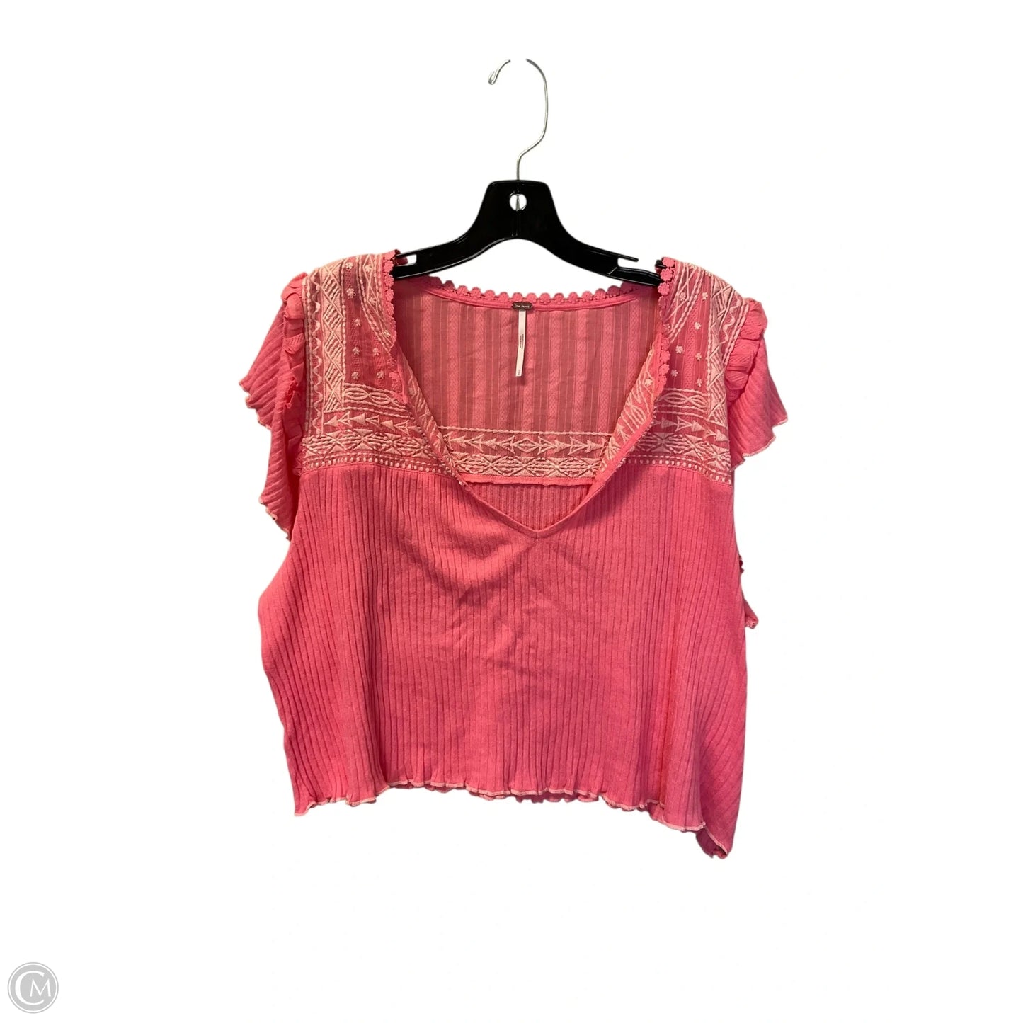 Top Short Sleeve By Free People In Pink, Size: L