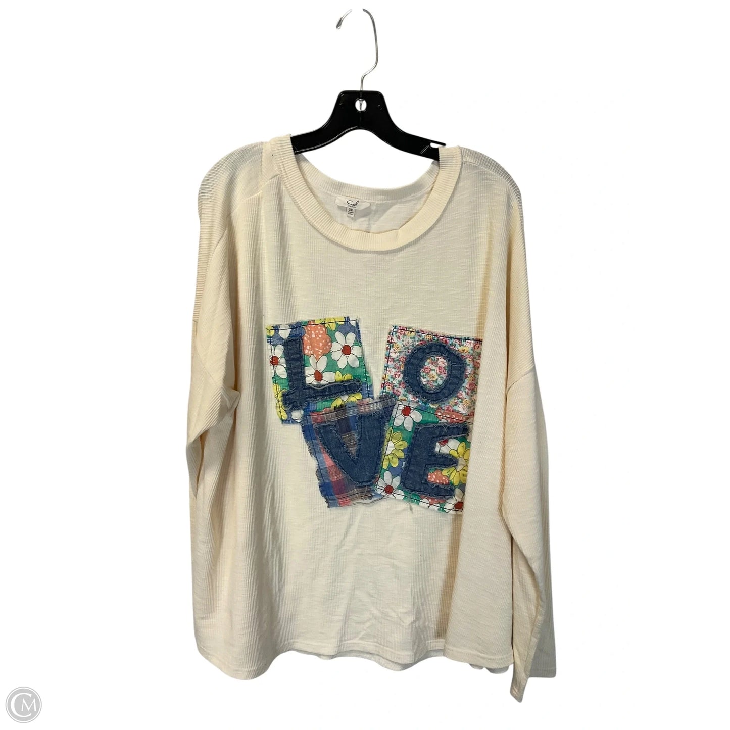 Top Long Sleeve By Easel In Cream, Size: 2x