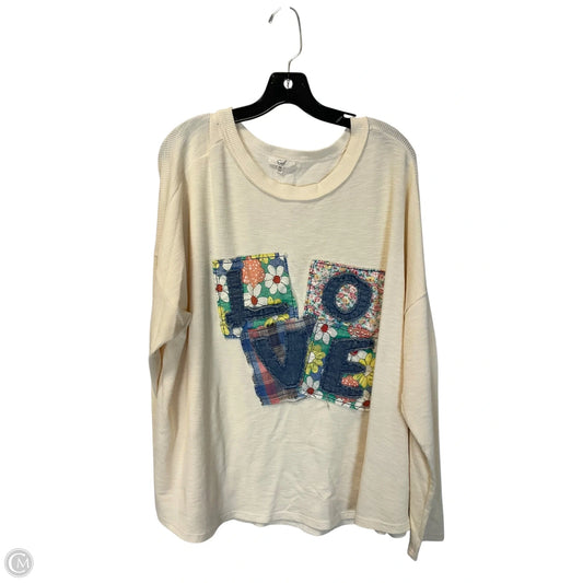 Top Long Sleeve By Easel In Cream, Size: 2x