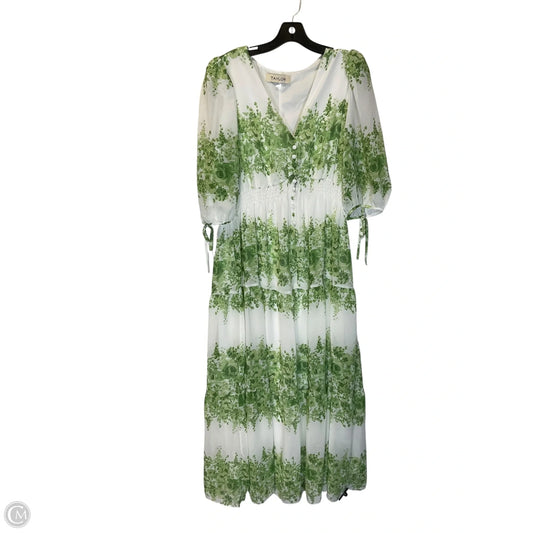 Dress Party Long By Taylor In Green & White, Size: 16