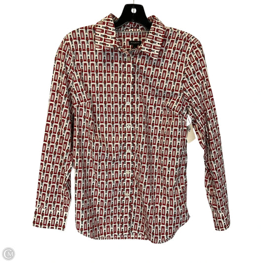 Top Long Sleeve Basic By Talbots In Red & White, Size: S